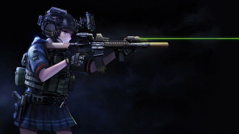 Anime Soldier Wallpaper Featuring MK18 Mod1