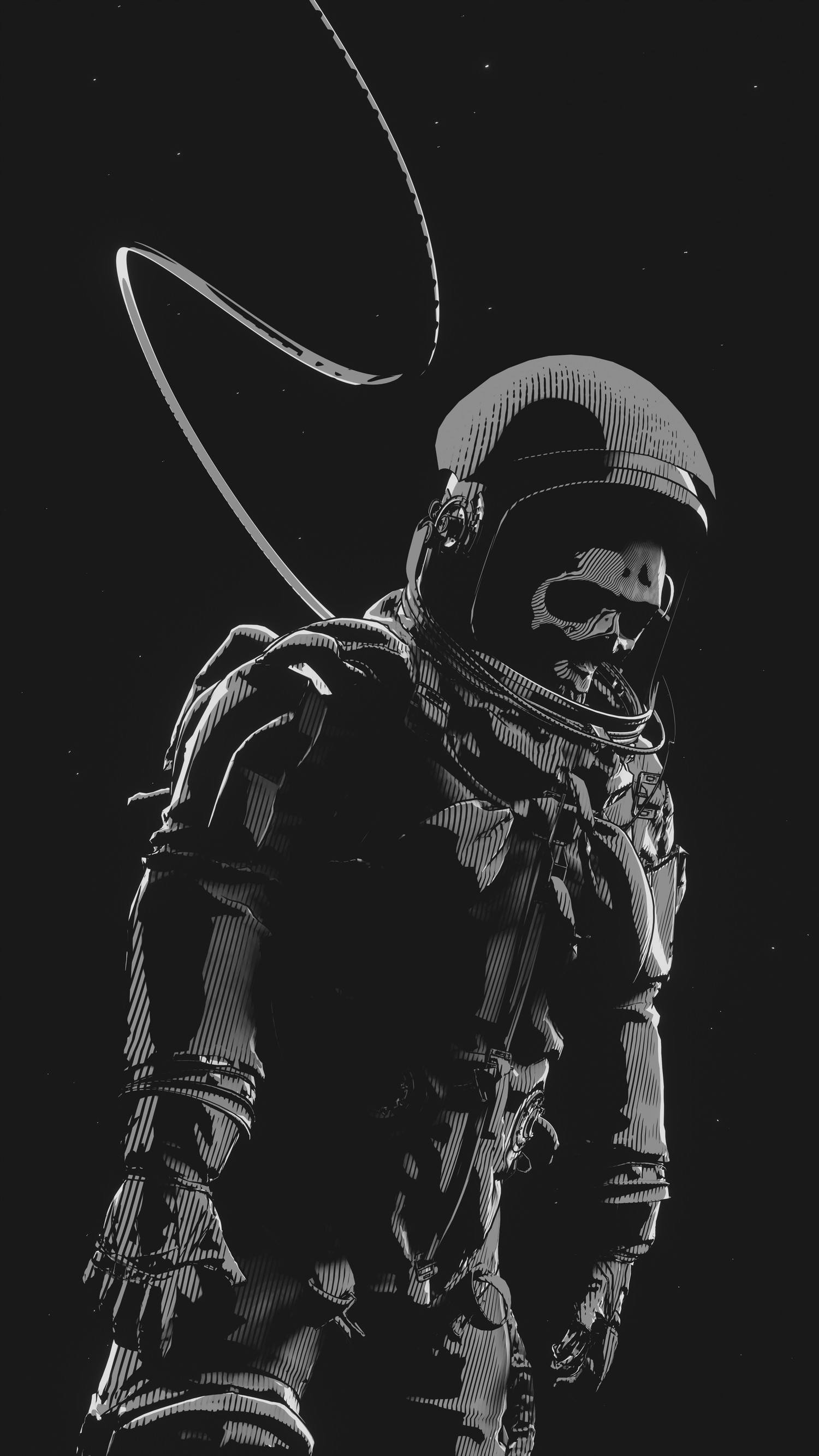 Astronaut in Monochrome: A Unique Space Wallpaper