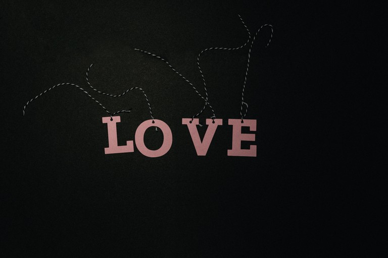 Beautiful Love Text Wallpaper on Dark Background