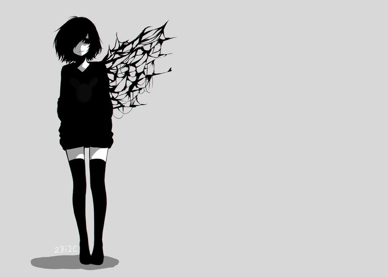 Beautiful Monochrome Anime Art Wallpaper