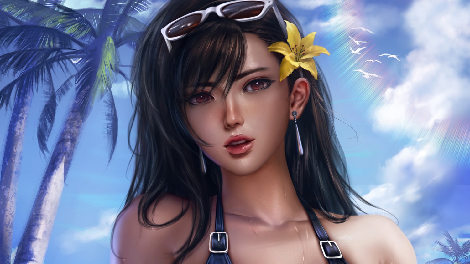 Wallpaper Tifa Lockhart Plage d'Été