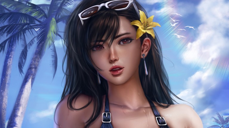 Tifa Lockhart Summer Beach Wallpaper