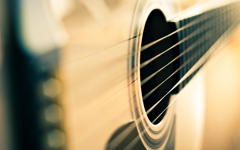 Beautiful Close-Up Acoustic Guitar Wallpaper