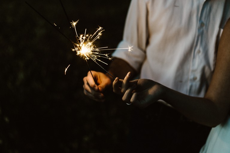 New Year Sparkler and Fireworks Wallpaper