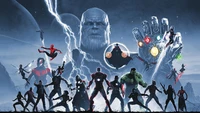 Fond d'Écran Marvel Avengers : Iron Man, Thor et Thanos en Action