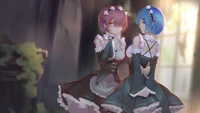 Explora el Hermoso Fondo de Pantalla de Ram y Rem de Re:Zero