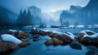 Téléchargez le fond d'écran majestueux de la réflexion hivernale