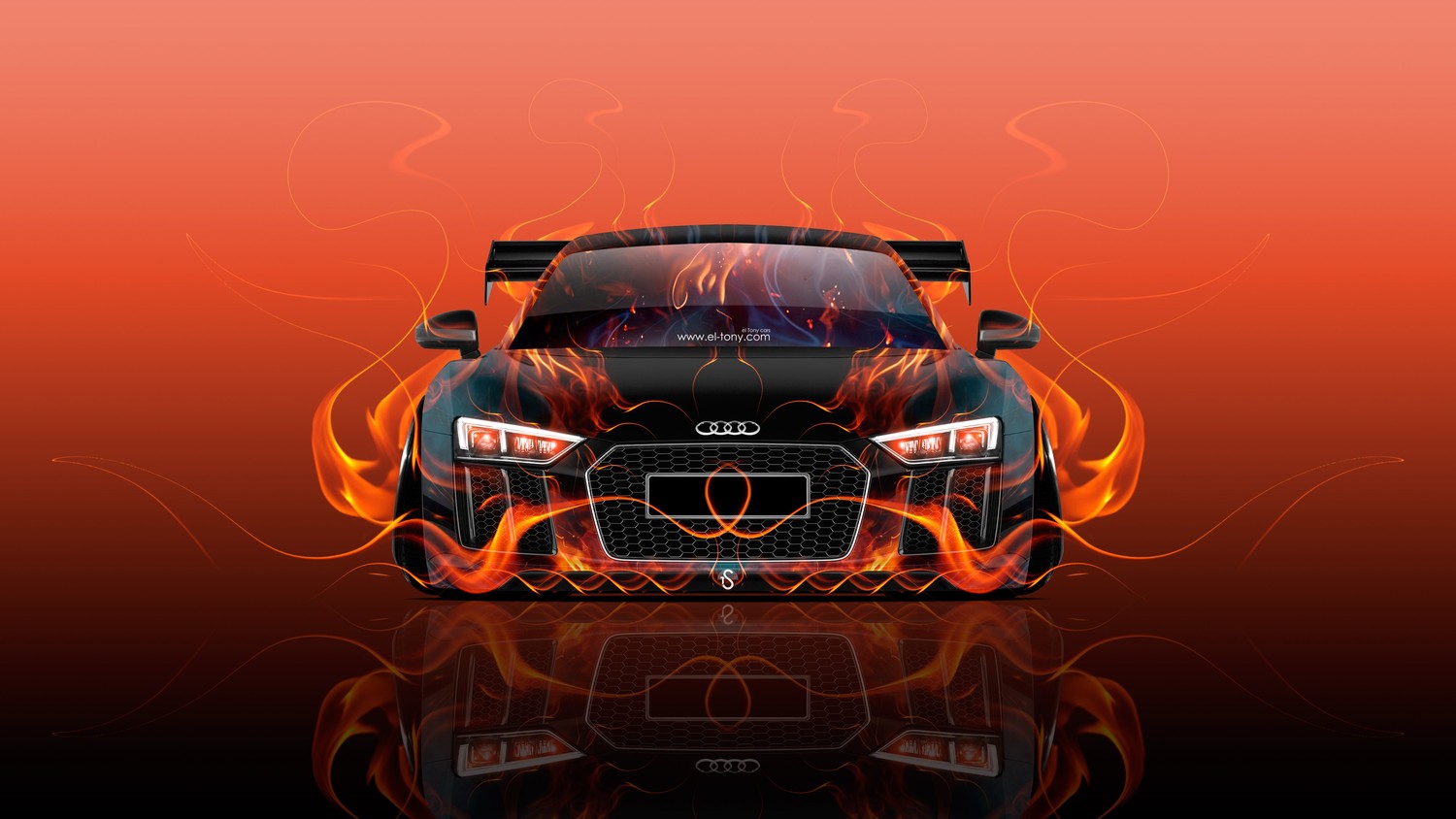 Audi R8 Wallpaper with Fiery Effects