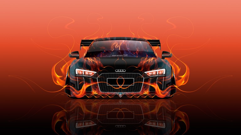 Audi R8 Wallpaper with Fiery Effects