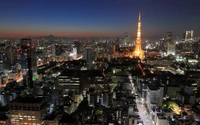 Téléchargez l'Éblouissant Fond d'Écran du Skyline Nocturne de la Tour de Tokyo