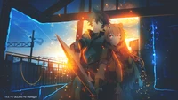 Superbe fond d'écran de Naofumi Iwatani et Raphtalia de The Rising of the Shield Hero