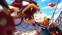 Gyarados y Akari: Un Fondo de Pantalla Único de Pokémon Legends