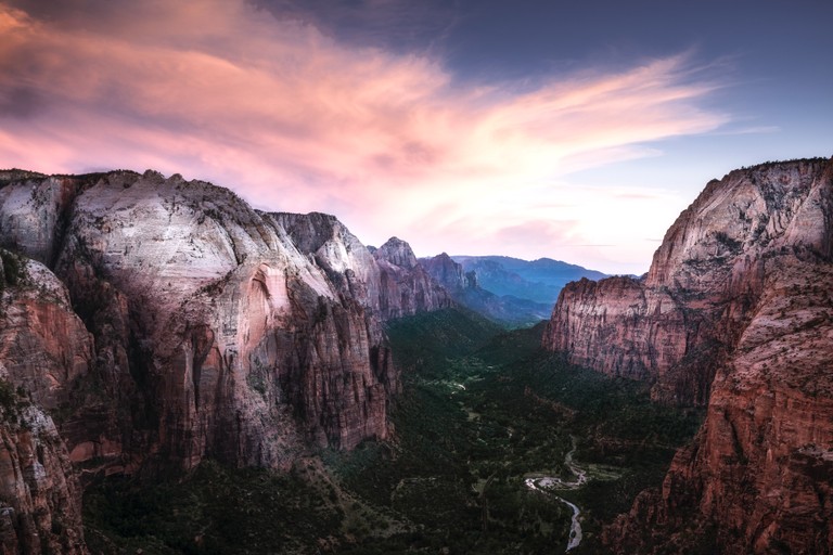 Breathtaking Sunset Over the Zion National Park Valley