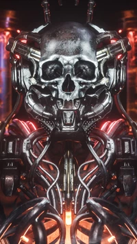 Explora Nuestro Fondo de Pantalla de Calavera Cyberpunk