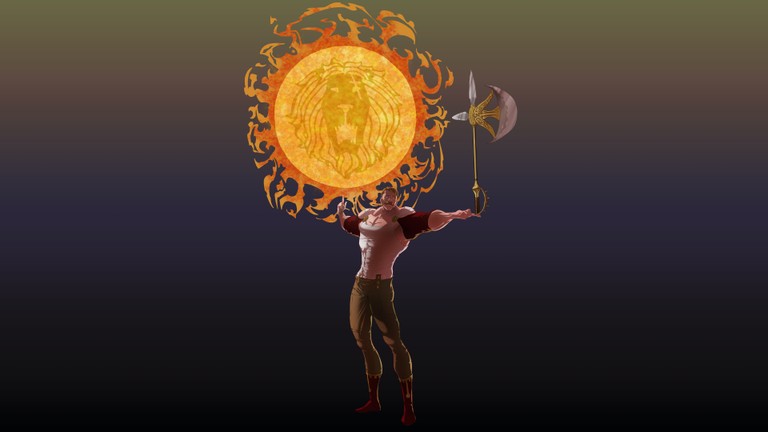 Escanor Wallpaper Featuring the Cruel Sun from Nanatsu no Taizai