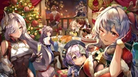 Fond d'écran de la célébration de Noël de Genshin Impact