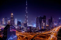 Download 5K Wallpaper of Dubai's Majestic Night Skyline