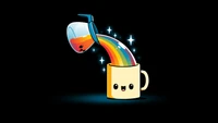 Download Cute Kawaii Rainbow Coffee Wallpaper in 5K & 8K