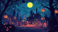 Download Our Halloween Wallpaper with Pumpkin Heads