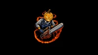 Download the Ultimate Halloween Pumpkin Chainsaw Wallpaper