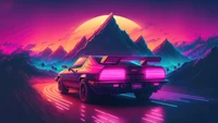 Découvrez le Fond d'Écran de Voiture Outrun Rétrofuturiste