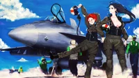 Fondo de Pantalla del F-18 Hornet: Chicas Anime y Jets de Combate