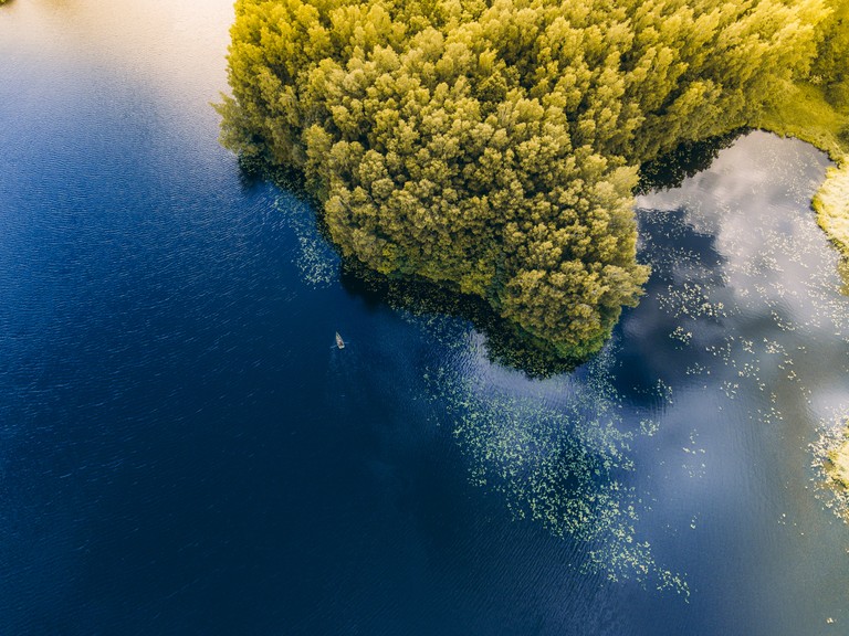 Breathtaking Aerial View of a Natural Lake