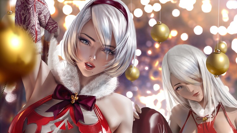 Download the Enchanting 2B Christmas Wallpaper from Nier Automata