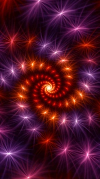 Explora la Hermosa Espiral Fractal en Púrpura y Naranja