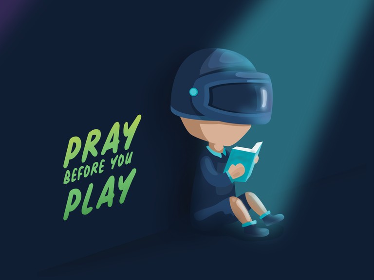 Pray Before You Play - PUBG Helmet Wallpaper