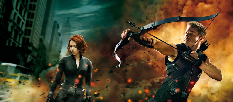 Download Stunning Avengers Wallpaper with Clint Barton and Black Widow